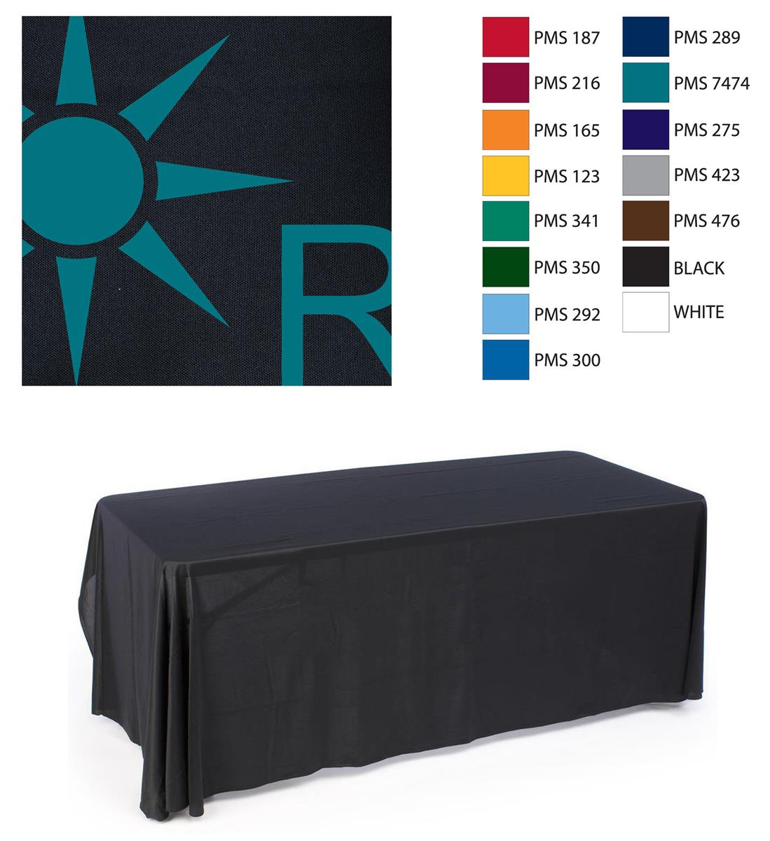 6' Printed Table Throw Custom Cover with 1 Color Imprint