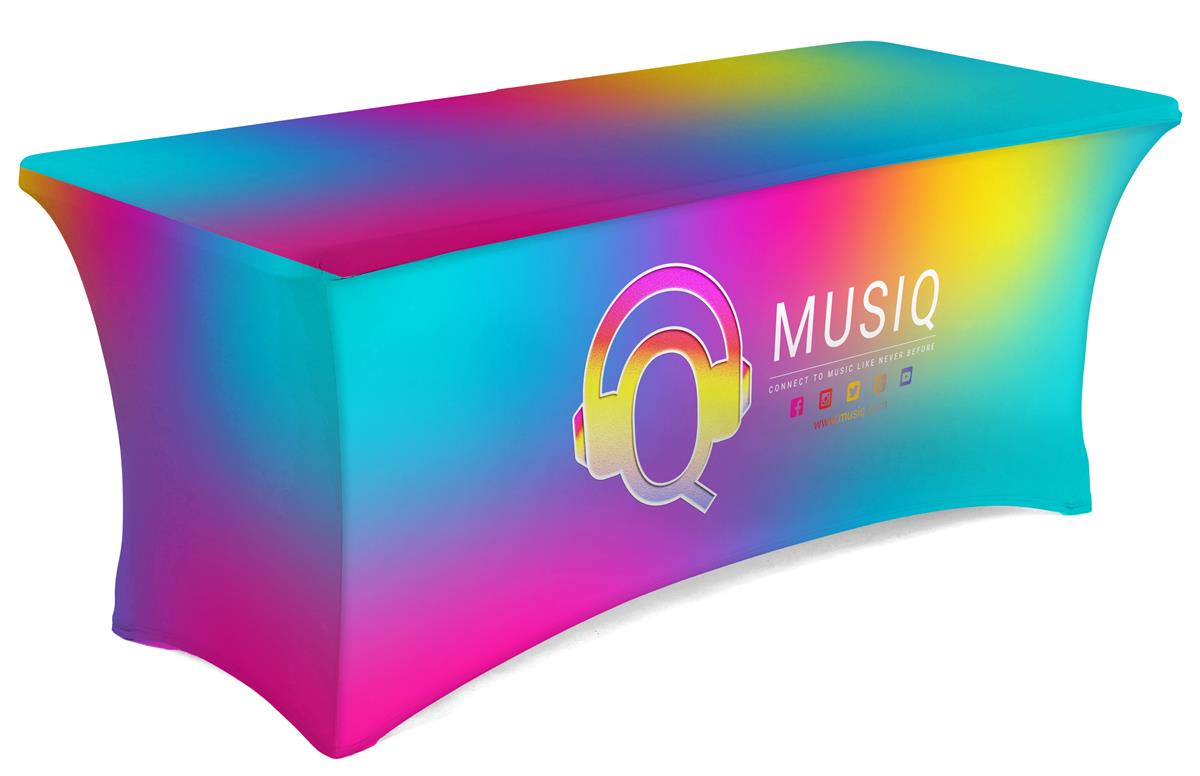 Custom Printed Stretch Table Cloths Full Color Dye Sub