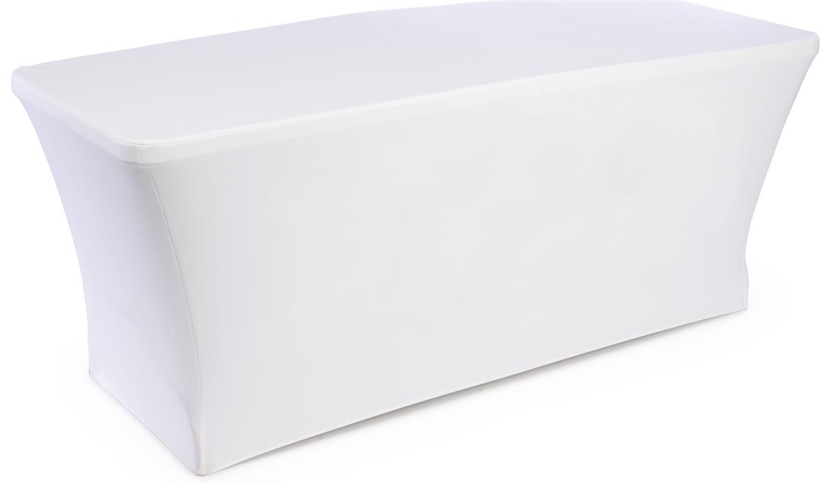 Fitted Table Throw White Stretch Cover for 6Foot Tables