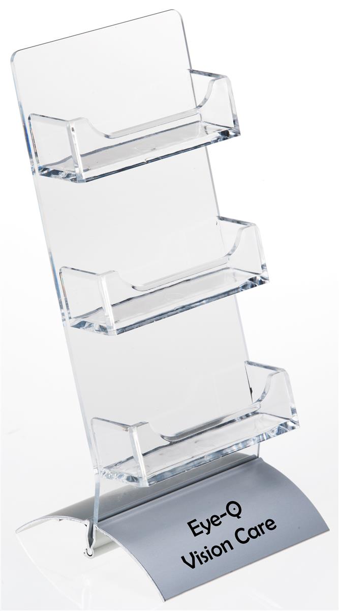 Acrylic 3-Slot Business Card Holder with Snap Base