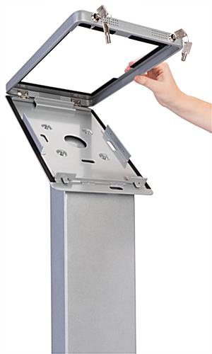 Pillar base Surface Pro floor stand enclosure with locks