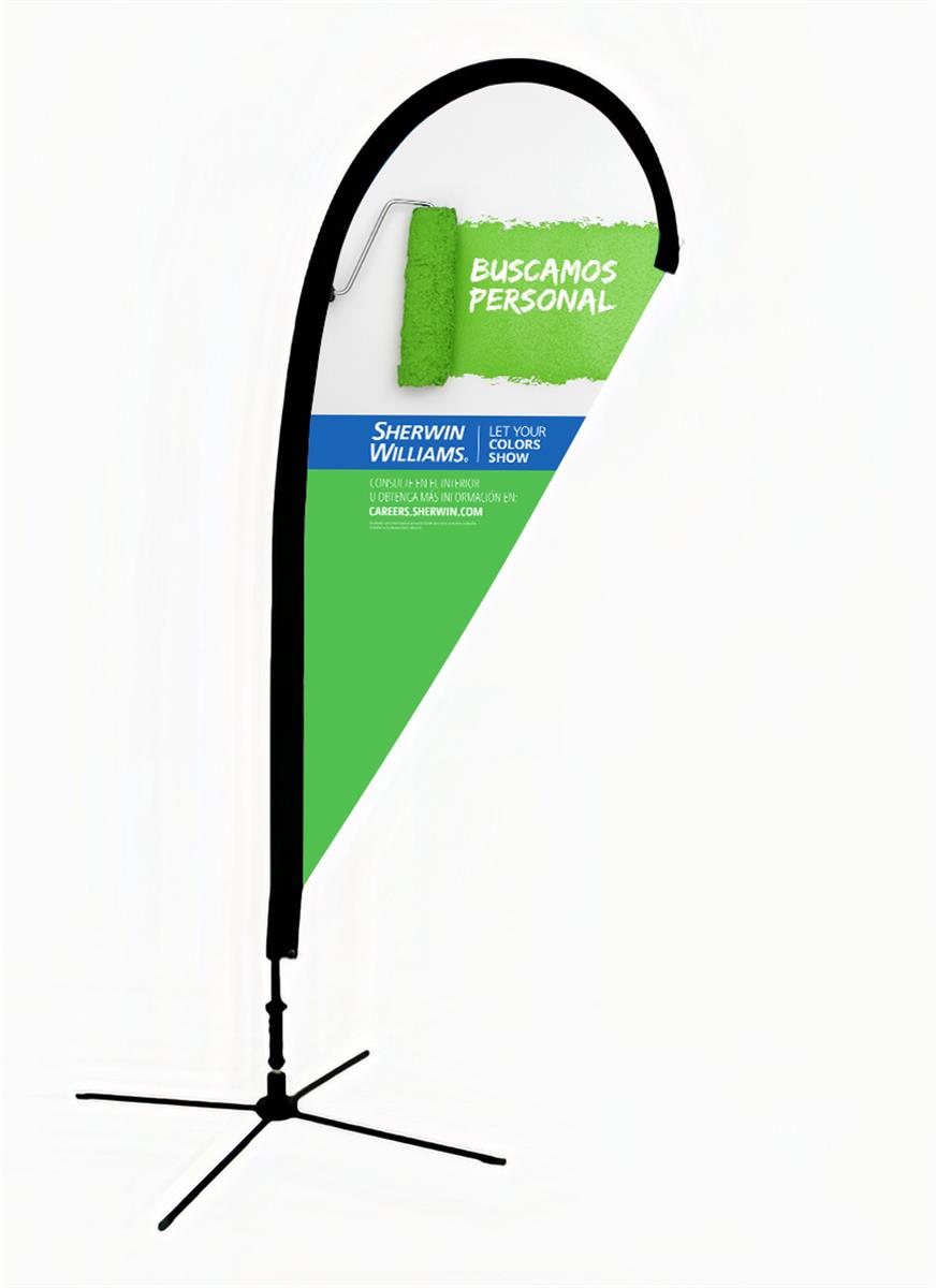 SW Now Hiring Teardrop Banner 70.25" Outdoor Stake Indoor