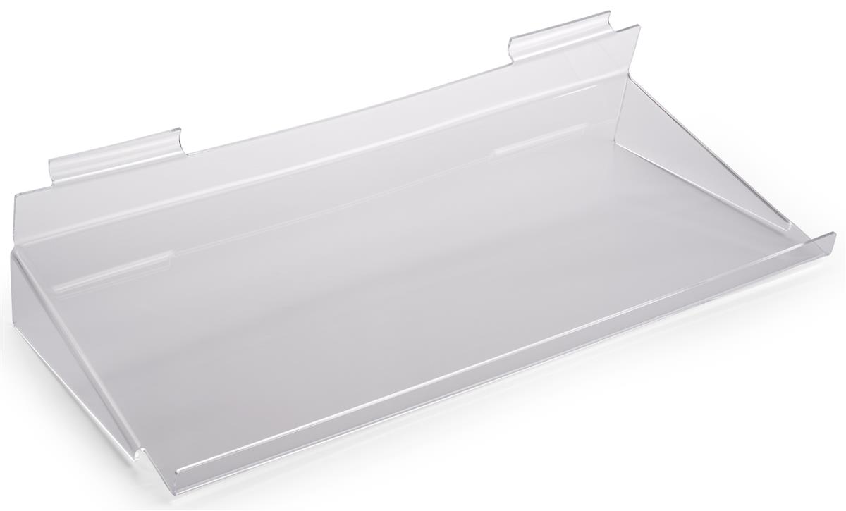 Clear Acrylic Slatwall Shelves 10 Inches Wide x 4 Inches Deep Set of 3 for Retail Display or Home Use 