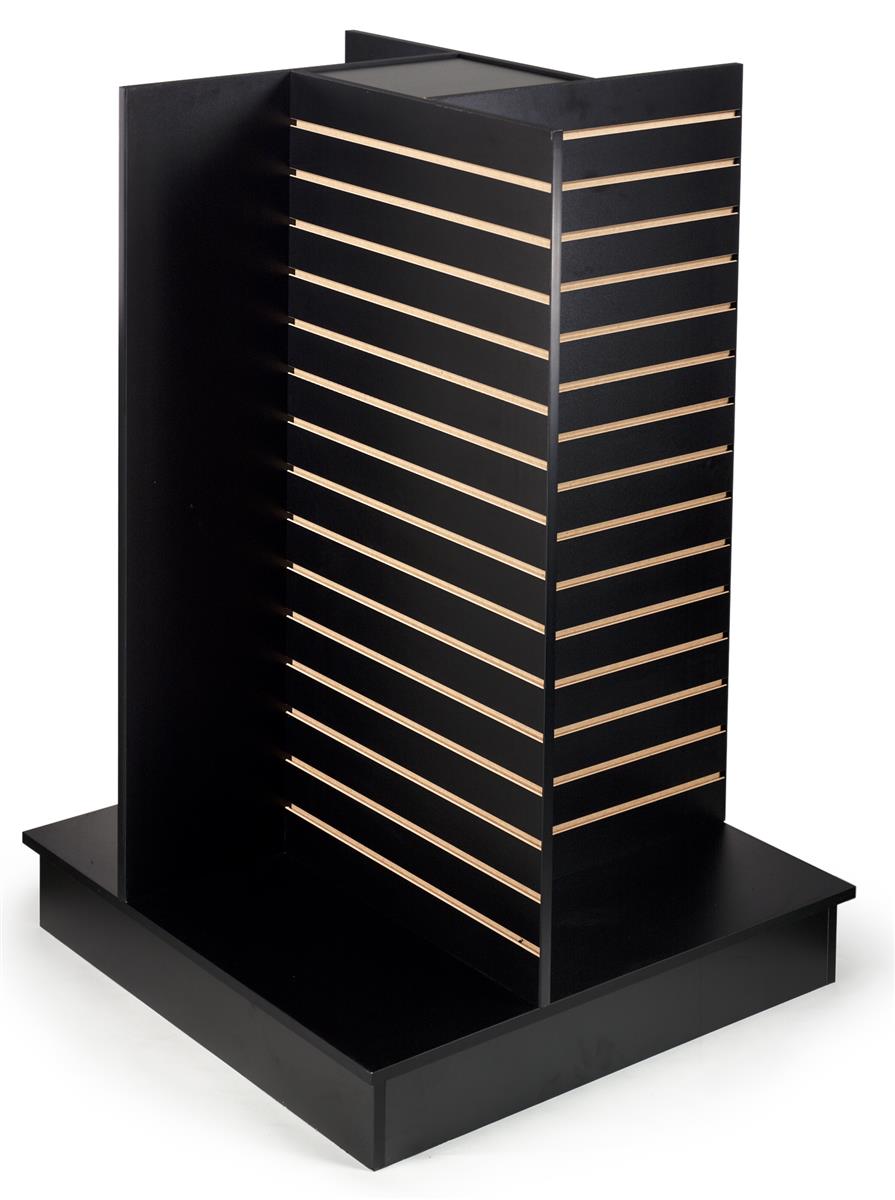 Black Slatwall Gondola FourSided Floor Standing Fixture