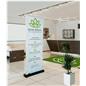 Swap Out Retractable Banner with black base in a salon