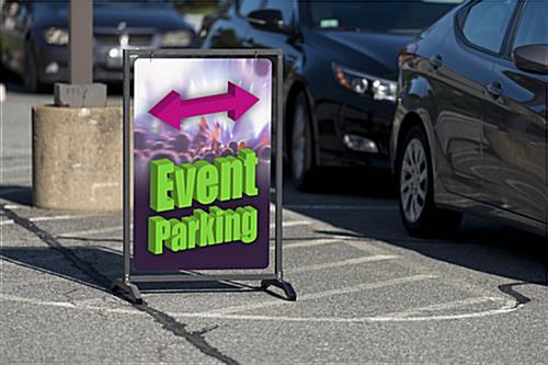 Outdoor 24x36 black swinging sidewalk sign holder