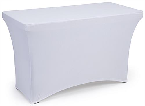 White fitted spandex table covers