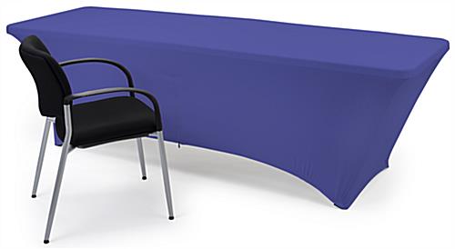 Fitted spandex table covers with leg pockets