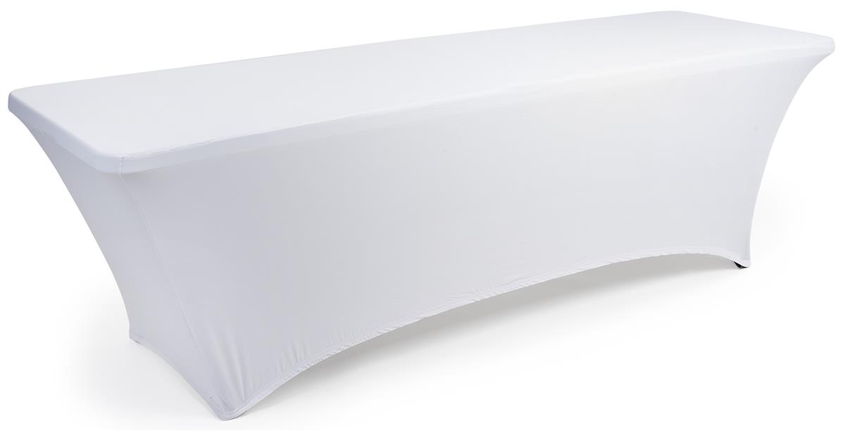 White fitted spandex table covers