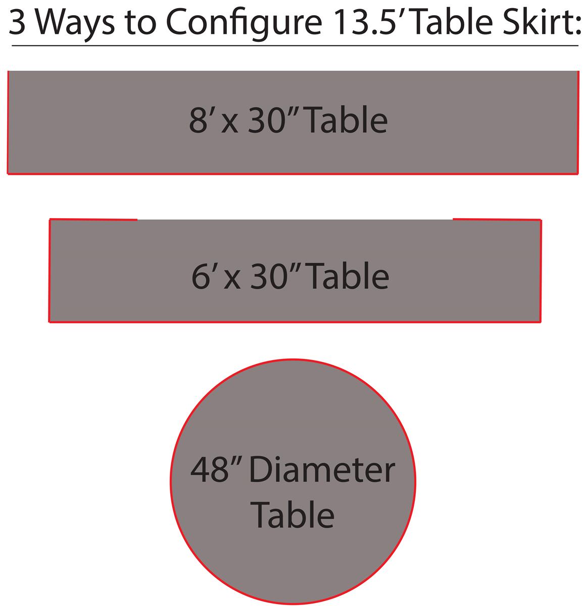 Blue Pleated Table Skirt For Round And Rectangular Tables