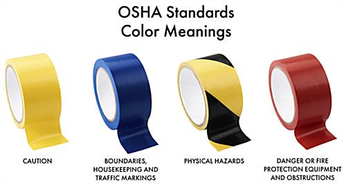 Vinyl floor tape colors and their OSHA standard color meanings
