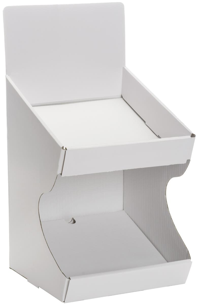 Tabletop Corrugated Display 2Tiered White Folded Merchandiser