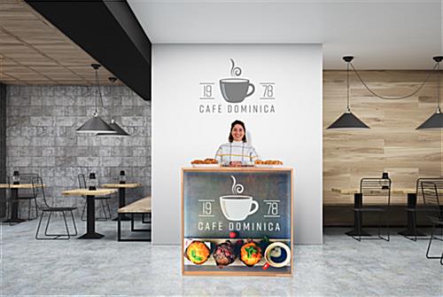 Backlit trade show counter is ideal in cafes 