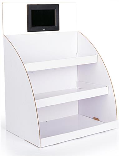 Digital cardboard tiered counter display stand with corrugated construction