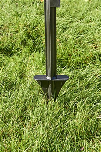 Plastic t-bar sign stakes with ground insert placement