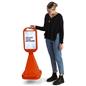 Traffic cone sidewalk sign with built-in handle on top