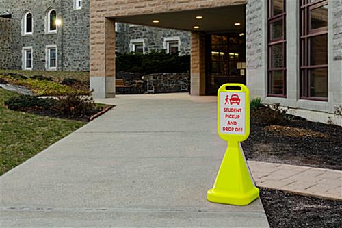 Outdoor cone sign is highly visible