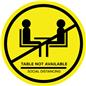 Yellow social distance table markers with spill-proof material 