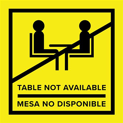 Yellow vinyl no seating bilingual table top sticker