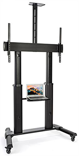 Heavy duty rolling TV stand with accessory shelf