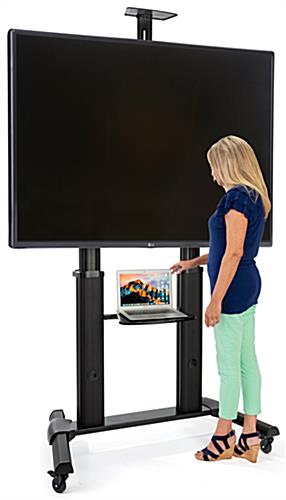 Heavy duty rolling TV stand for classrooms