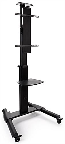 Widescreen monitor stand on wheels with portrait and landscape orientation settings