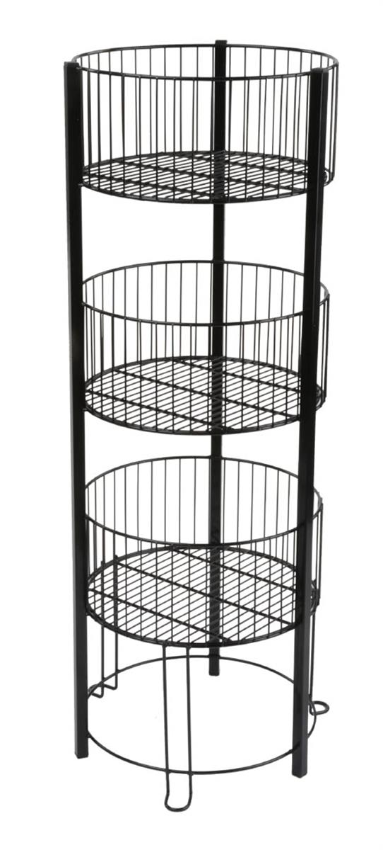 Tiered Basket Floor Stand Metal Standing, Wire Retail Bin