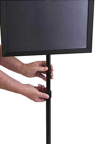Metal sign frame with adjustable knob to lock in place