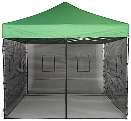 Mesh tent side walls with a front door entrance 