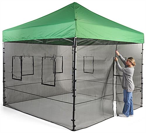 Mesh tent side walls can be assembled within minutes 