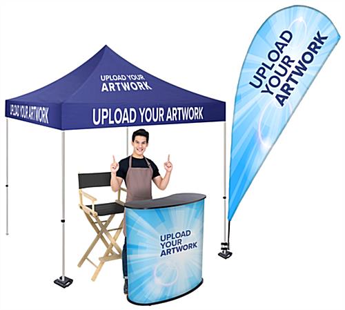 Trade show tent kit allows you to upload your personalized artwork