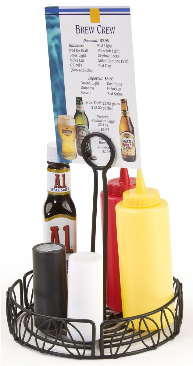 Condiment Caddy for Tables Black Steel 8" Diameter