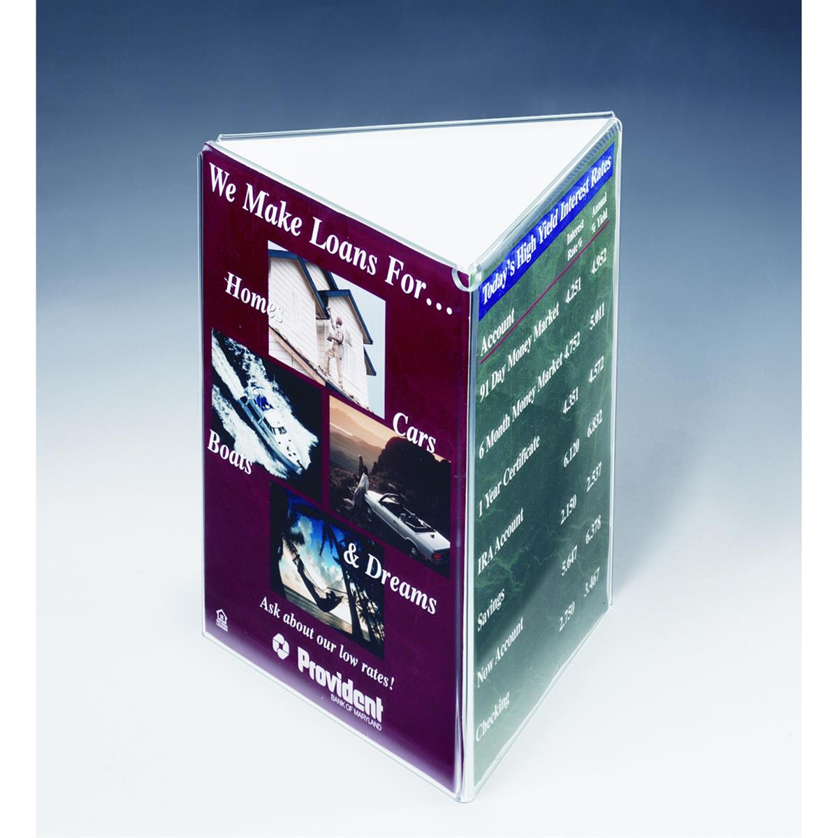 Menu Card Holder 4" x 9" Tri-Fold Countertop Stand
