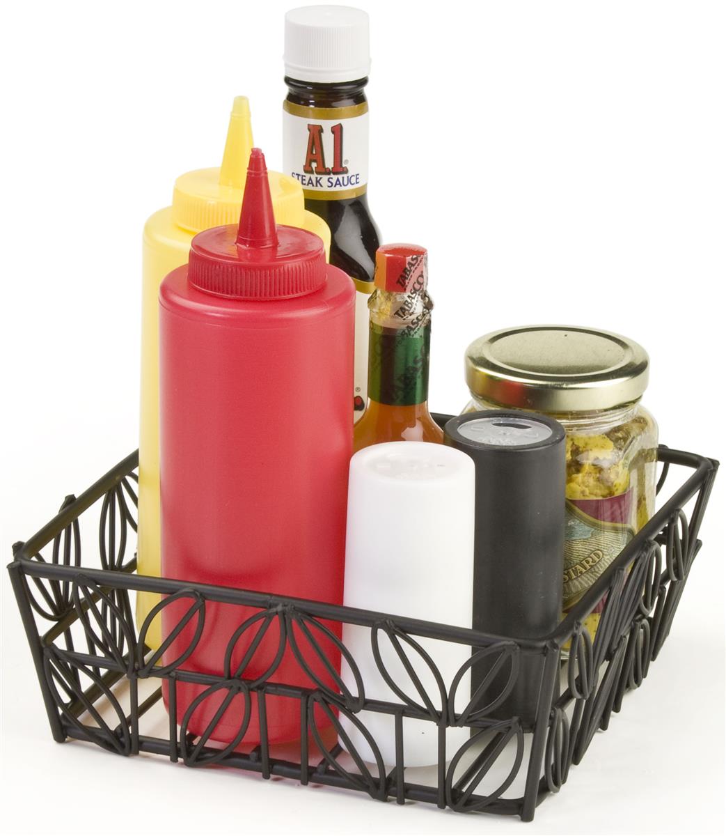 Condiment Baskets Square Design With Wrought Iron Leaves