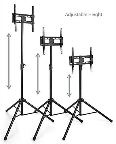 Adjustable height portable TV stand with tripod legs