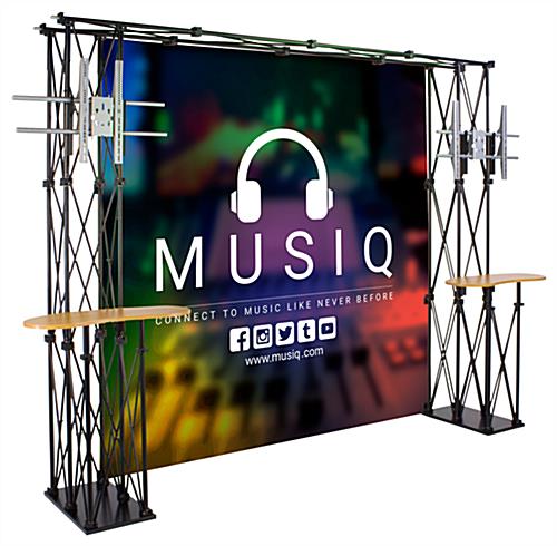 Truss trade show booth backdrop with custom graphics