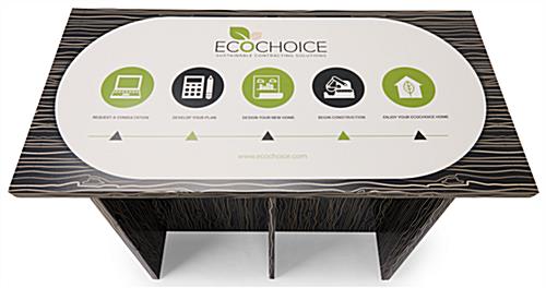 Eco-friendly event table with table top surface printing