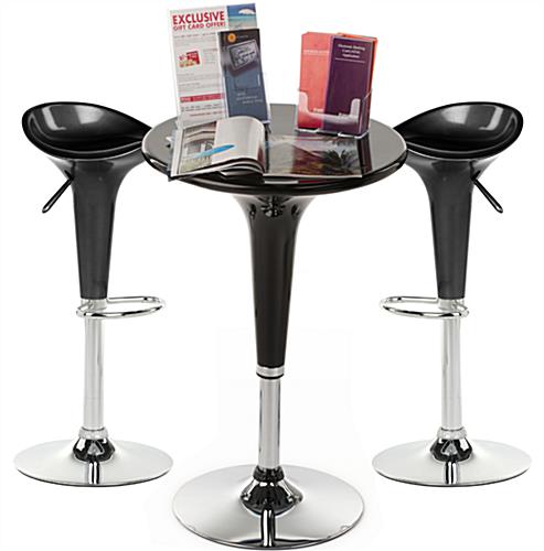 Black Trade Show Table & Stool Set | Plastic & Chrome