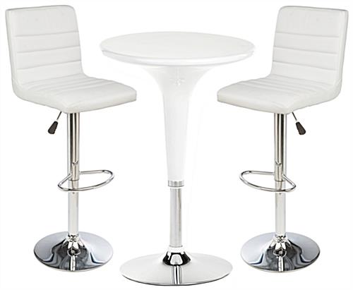 White Gas Lift Chair and Table Set 2 Height Adjustable Stools