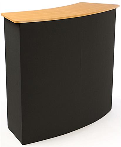 Curved exhibit booth backwall set with pop-up counter