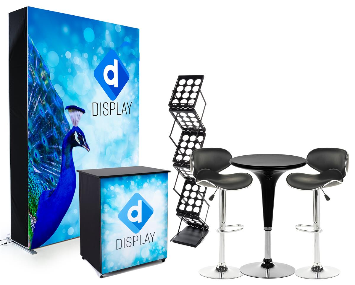 10ft Protable Trade Show Display Booth with TV Stand Spotlights Custom Printing 