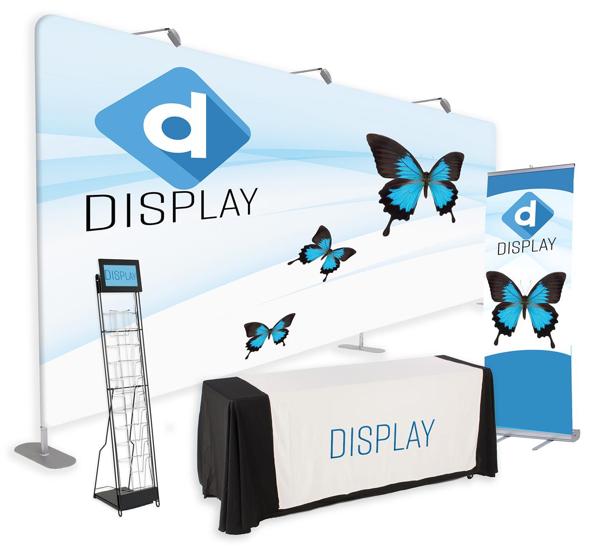 20' Trade Show Package | Custom Printed Table Cover & LCD Screen
