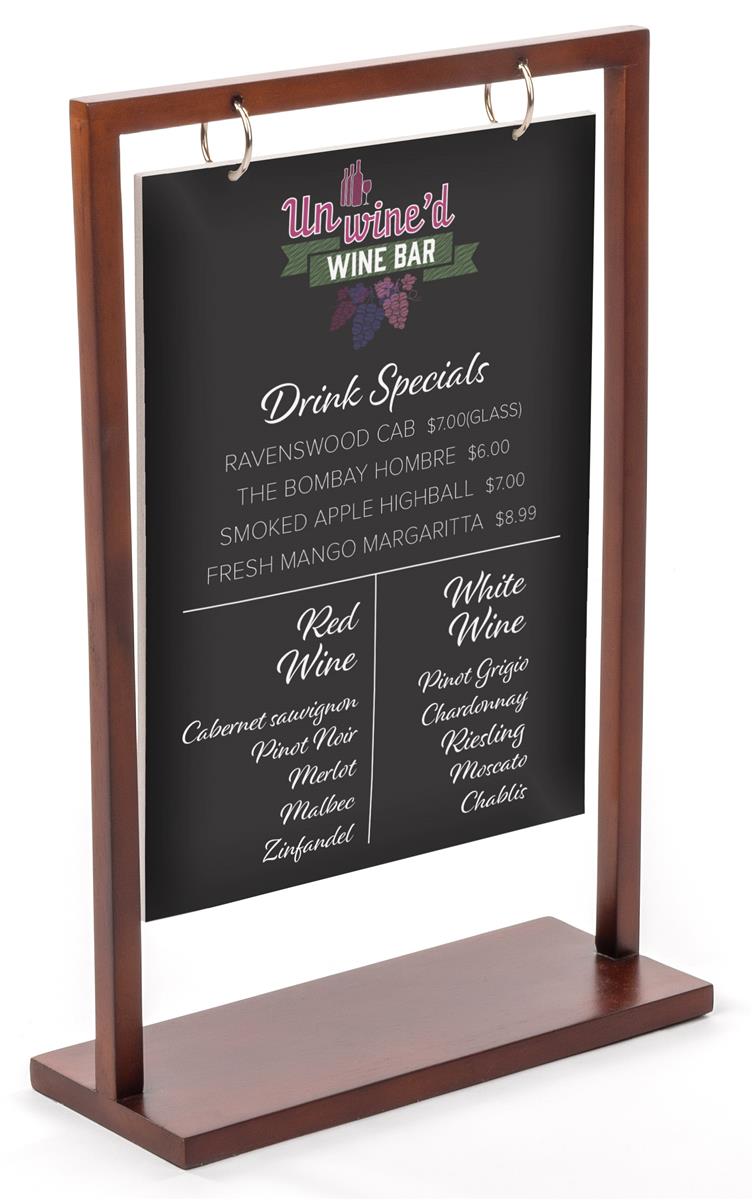 Flip Top Table Tent 8.5” x 11” Dark Brown Frame