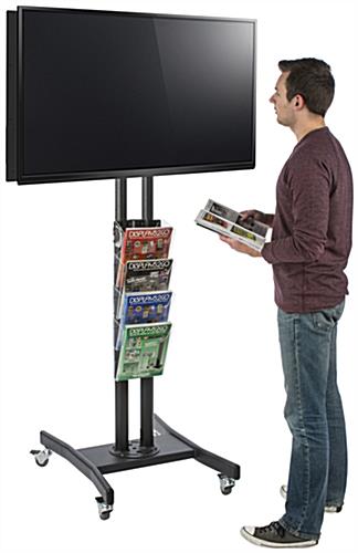 Modern Double Sided TV Stand with 4 Clear Literature Pockets