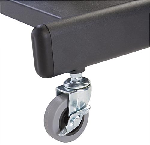 LCD TV Stand with 5 Mesh Literature Compartments & 4 Casters for Mobility