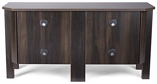49-inch wooden TV entertainment center with holes for cables