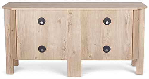 49-inch wooden TV entertainment center with four covered cable management holes
