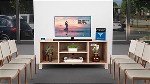 58-inch wood television console with a home-like aesthetic