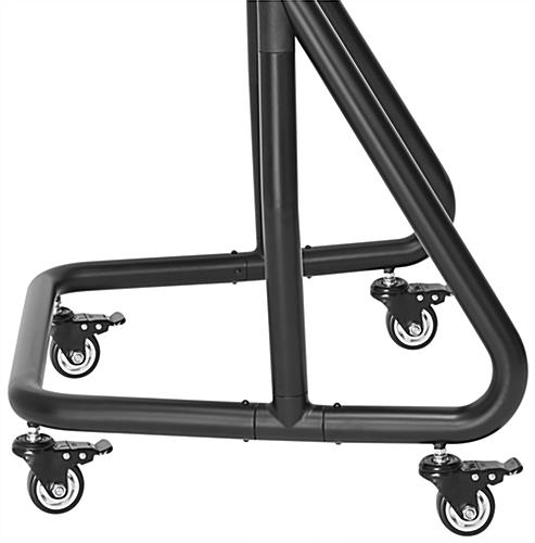 Modern black rolling TV station with wheels