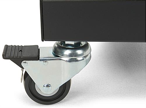 Double screen tv stand with four locking caster wheels